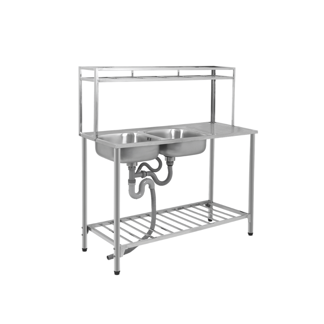 ซิงค์ล้างจานขาตั้ง 2 หลุม 1 ที่พัก EVE CRAFT TS 1200/500 ขนาด 120 ซม._0